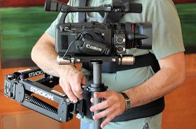 Charles Papert flies the Steadicam Pilot with a Canon XH A1.